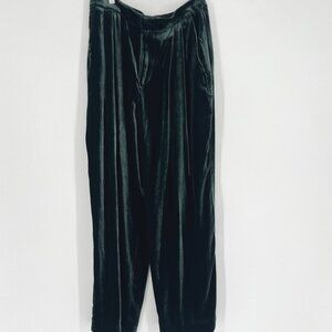 ‼️Banana Republic Pants Sz 10 Green Velvet Silk Blend Relaxed Wide Leg Career